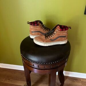 Vans Men's Tan and Black High-Top Sneakers